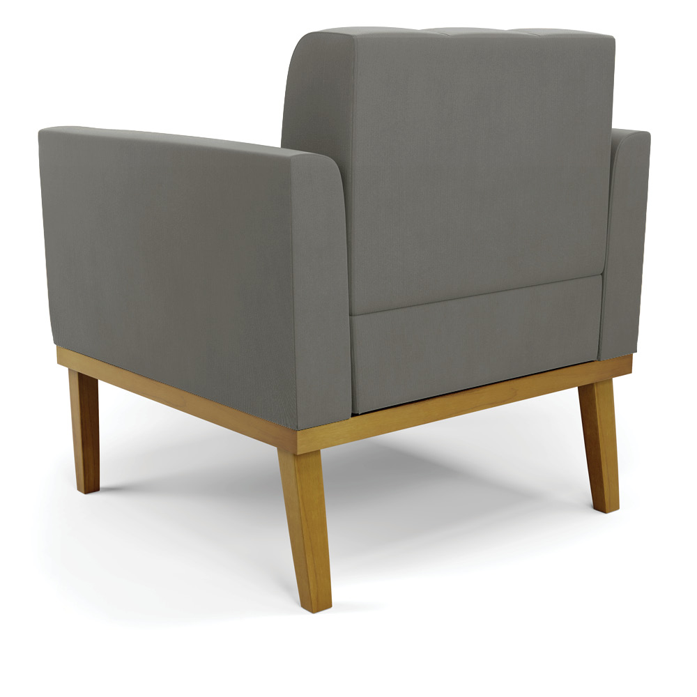 Conjunto 2 Poltronas e 1 Namoradeira Decorativa Karen Pés Fixo em Madeira Castanho Suede Grafite G19 - Gran Belo