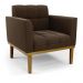 Conjunto 2 Poltronas e 1 Namoradeira Decorativa Karen Pés Fixo em Madeira Castanho Suede Marrom 19 - Gran Belo