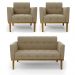 Conjunto 2 Poltronas e 1 Namoradeira Decorativa Karen Pés Fixo em Madeira Castanho Suede Nude G19 - Gran Belo