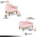Conjunto 2 Poltronas e 1 Namoradeira Decorativa Karen Pés Fixo em Madeira Castanho Suede Rosa Bebê G19 - Gran Belo