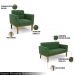 Conjunto 2 Poltronas e 1 Namoradeira Decorativa Karen Pés Fixo em Madeira Castanho Suede Verde G19 - Gran Belo