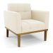Conjunto 2 Poltronas e 1 Namoradeira Decorativa Karen Pés Fixo em Madeira Castanho Veludo Bege G19 - Gran Belo