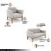 Conjunto 2 Poltronas e 1 Namoradeira Decorativa Karen Pés Fixo em Madeira Castanho Veludo Cinza G19 - Gran Belo