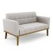 Conjunto 2 Poltronas e 1 Namoradeira Decorativa Karen Pés Fixo em Madeira Castanho Veludo Cinza G19 - Gran Belo