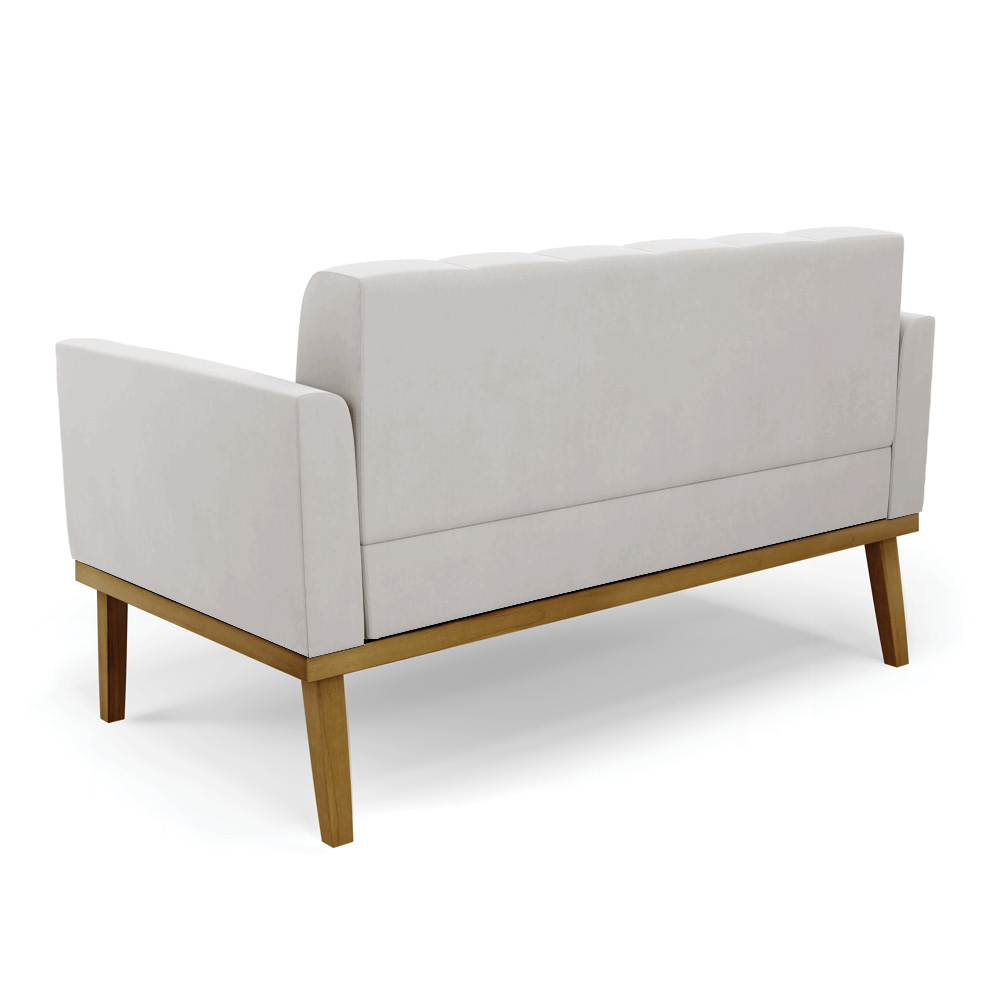 Conjunto 2 Poltronas e 1 Namoradeira Decorativa Karen Pés Fixo em Madeira Castanho Veludo Cinza G19 - Gran Belo