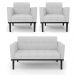 Conjunto 2 Poltronas e 1 Namoradeira Decorativa Karen Pés Fixo em Madeira Preto Linho Cinza G19 - Gran Belo