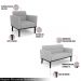 Conjunto 2 Poltronas e 1 Namoradeira Decorativa Karen Pés Fixo em Madeira Preto Linho Cinza G19 - Gran Belo