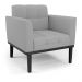 Conjunto 2 Poltronas e 1 Namoradeira Decorativa Karen Pés Fixo em Madeira Preto Linho Cinza G19 - Gran Belo