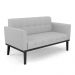 Conjunto 2 Poltronas e 1 Namoradeira Decorativa Karen Pés Fixo em Madeira Preto Linho Cinza G19 - Gran Belo