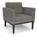 Conjunto 2 Poltronas e 1 Namoradeira Decorativa Karen Pés Fixo em Madeira Preto Linho Cinza Mesclado G19 - Gran Belo