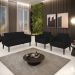 Conjunto 2 Poltronas e 1 Namoradeira Decorativa Karen Pés Fixo em Madeira Preto Linho Preto G19 - Gran Belo