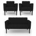 Conjunto 2 Poltronas e 1 Namoradeira Decorativa Karen Pés Fixo em Madeira Preto Linho Preto G19 - Gran Belo