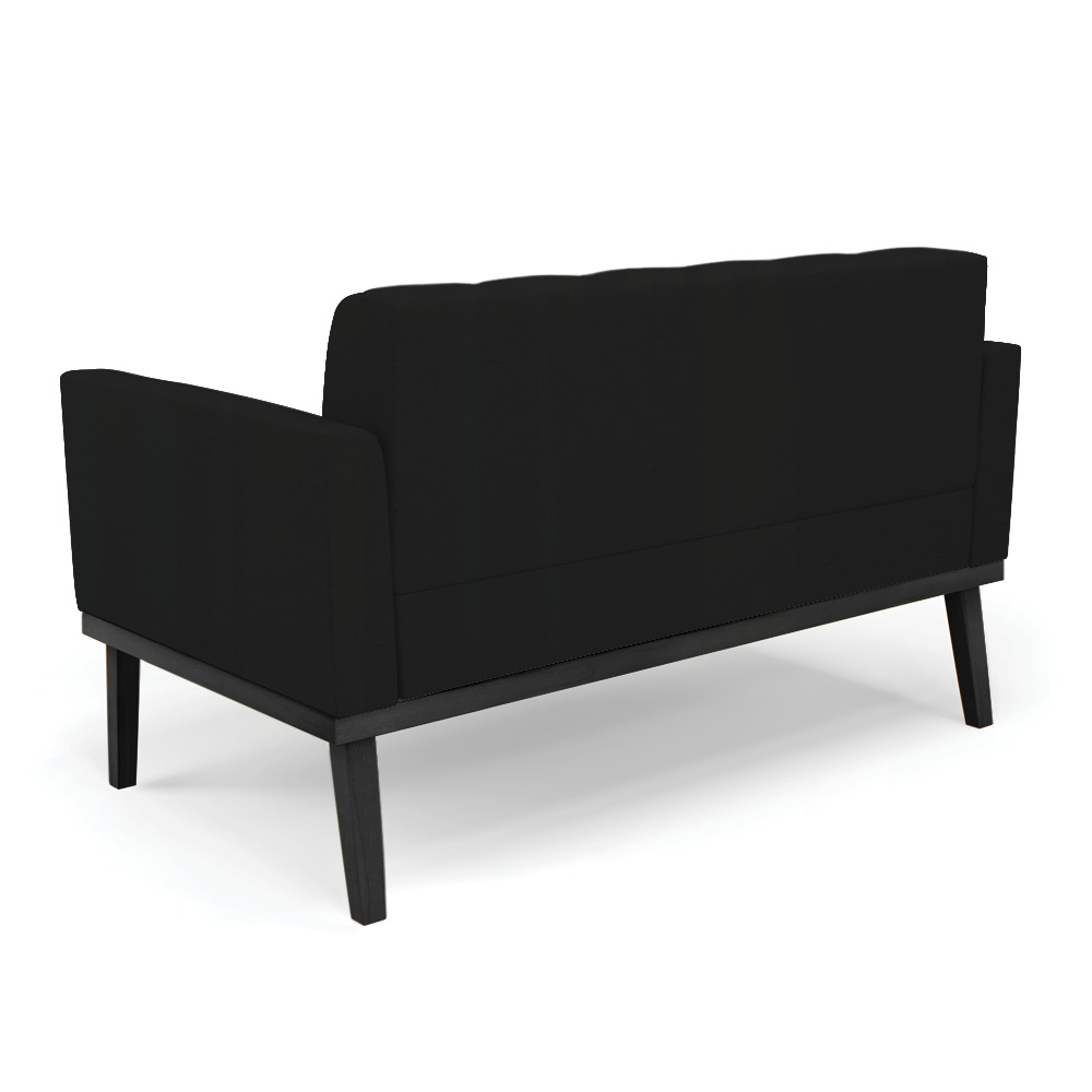 Conjunto 2 Poltronas e 1 Namoradeira Decorativa Karen Pés Fixo em Madeira Preto Linho Preto G19 - Gran Belo