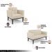 Conjunto 2 Poltronas e 1 Namoradeira Decorativa Karen Pés Fixo em Madeira Preto PU Bege G19 - Gran Belo