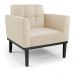Conjunto 2 Poltronas e 1 Namoradeira Decorativa Karen Pés Fixo em Madeira Preto PU Bege G19 - Gran Belo