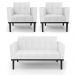 Conjunto 2 Poltronas e 1 Namoradeira Decorativa Karen Pés Fixo em Madeira Preto PU Branco G19 - Gran Belo