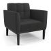 Conjunto 2 Poltronas e 1 Namoradeira Decorativa Karen Pés Fixo em Madeira Preto PU Preto G19 - Gran Belo