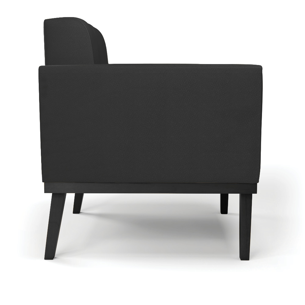 Conjunto 2 Poltronas e 1 Namoradeira Decorativa Karen Pés Fixo em Madeira Preto PU Preto G19 - Gran Belo