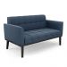 Conjunto 2 Poltronas e 1 Namoradeira Decorativa Karen Pés Fixo em Madeira Preto Suede Azul Marinho G19 - Gran Belo