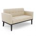 Conjunto 2 Poltronas e 1 Namoradeira Decorativa Karen Pés Fixo em Madeira Preto Suede Bege G19 - Gran Belo