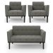 Conjunto 2 Poltronas e 1 Namoradeira Decorativa Karen Pés Fixo em Madeira Preto Suede Grafite G19 - Gran Belo