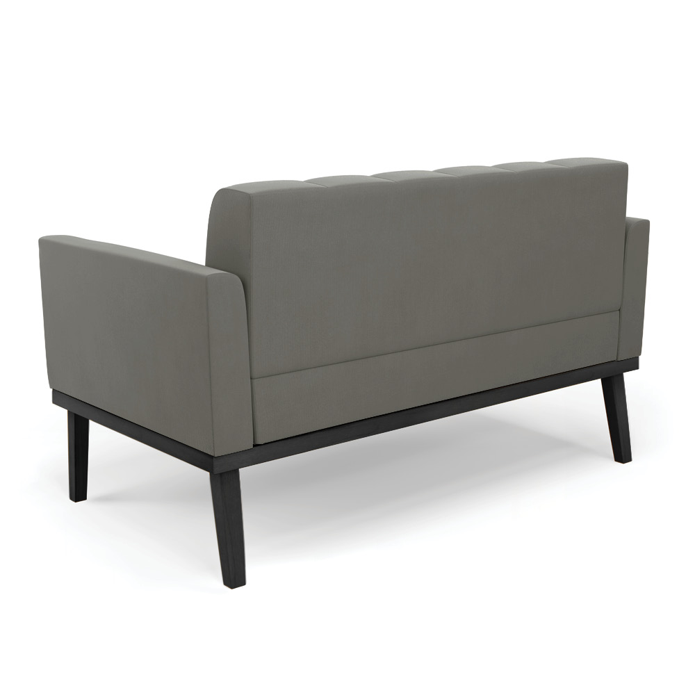 Conjunto 2 Poltronas e 1 Namoradeira Decorativa Karen Pés Fixo em Madeira Preto Suede Grafite G19 - Gran Belo