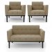 Conjunto 2 Poltronas e 1 Namoradeira Decorativa Karen Pés Fixo em Madeira Preto Suede Nude G19 - Gran Belo