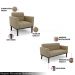 Conjunto 2 Poltronas e 1 Namoradeira Decorativa Karen Pés Fixo em Madeira Preto Suede Nude G19 - Gran Belo
