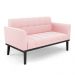Conjunto 2 Poltronas e 1 Namoradeira Decorativa Karen Pés Fixo em Madeira Preto Suede Rosa Bebê G19 - Gran Belo