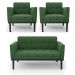 Conjunto 2 Poltronas e 1 Namoradeira Decorativa Karen Pés Fixo em Madeira Preto Suede Verde G19 - Gran Belo