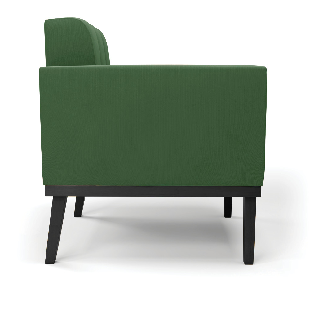 Conjunto 2 Poltronas e 1 Namoradeira Decorativa Karen Pés Fixo em Madeira Preto Suede Verde G19 - Gran Belo