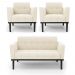 Conjunto 2 Poltronas e 1 Namoradeira Decorativa Karen Pés Fixo em Madeira Preto Veludo Bege G19 - Gran Belo