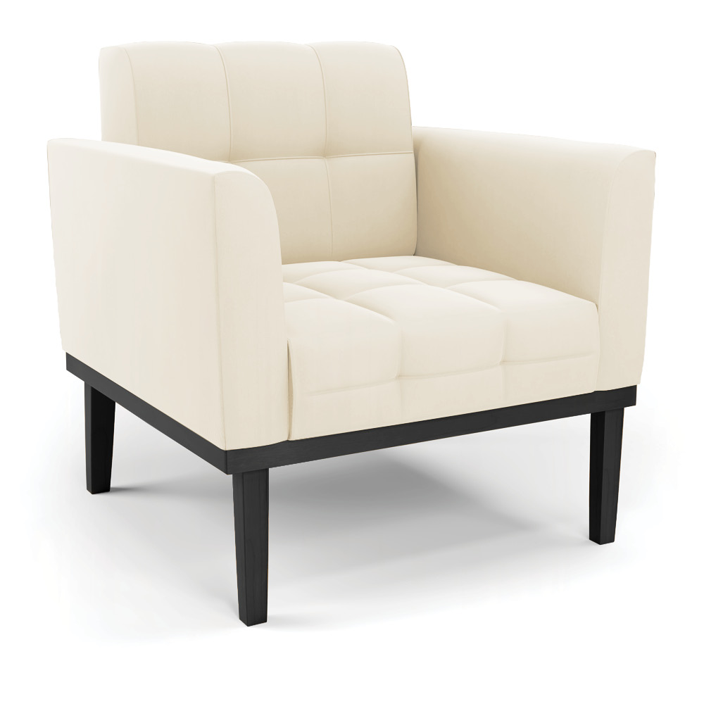Conjunto 2 Poltronas e 1 Namoradeira Decorativa Karen Pés Fixo em Madeira Preto Veludo Bege G19 - Gran Belo