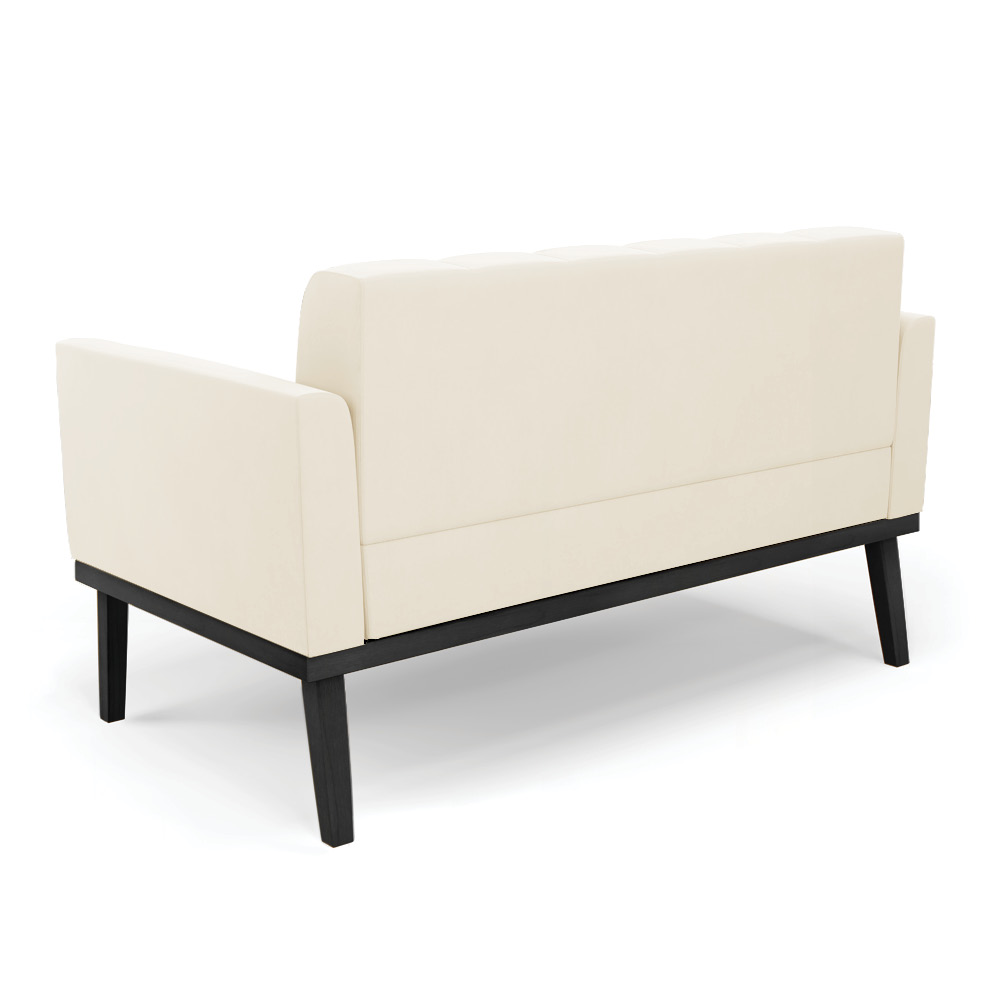 Conjunto 2 Poltronas e 1 Namoradeira Decorativa Karen Pés Fixo em Madeira Preto Veludo Bege G19 - Gran Belo