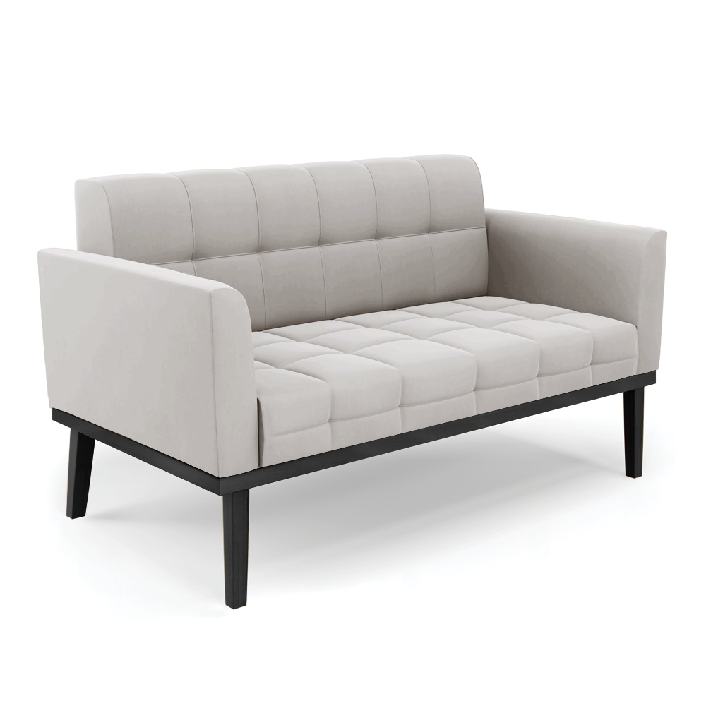 Conjunto 2 Poltronas e 1 Namoradeira Decorativa Karen Pés Fixo em Madeira Preto Veludo Cinza G19 - Gran Belo