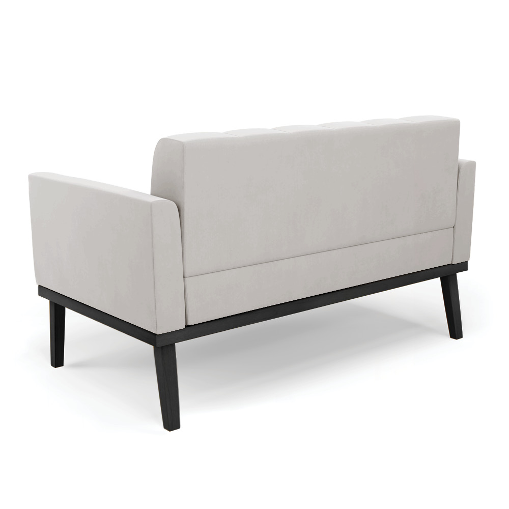 Conjunto 2 Poltronas e 1 Namoradeira Decorativa Karen Pés Fixo em Madeira Preto Veludo Cinza G19 - Gran Belo