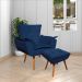 Conjunto 2 Poltronas e 1 Namoradeira Pés Palito Charger Suede Azul Marinho G19 - Gran Belo
