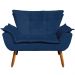 Conjunto 2 Poltronas e 1 Namoradeira Pés Palito Charger Suede Azul Marinho G19 - Gran Belo