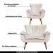 Conjunto 2 Poltronas e 1 Namoradeira Pés Palito Charger Suede Bege G19 - Gran Belo