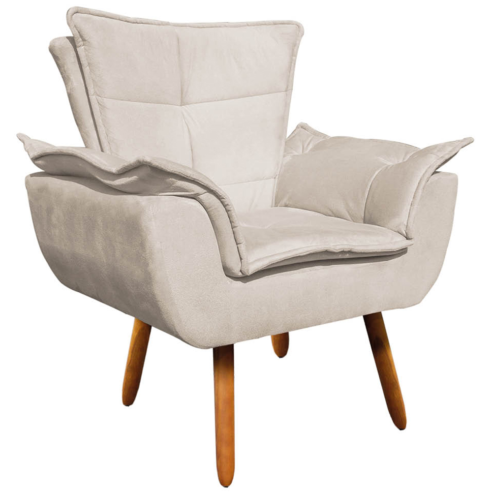 Conjunto 2 Poltronas e 1 Namoradeira Pés Palito Charger Suede Bege G19 - Gran Belo