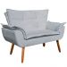 Conjunto 2 Poltronas e 1 Namoradeira Pés Palito Charger Suede Cinza G19 - Gran Belo
