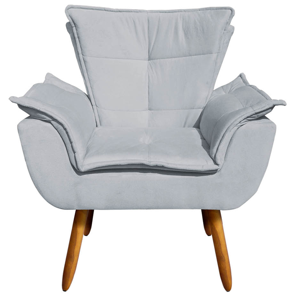 Conjunto 2 Poltronas e 1 Namoradeira Pés Palito Charger Suede Cinza G19 - Gran Belo