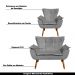 Conjunto 2 Poltronas e 1 Namoradeira Pés Palito Charger Suede Grafite G19 - Gran Belo