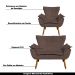 Conjunto 2 Poltronas e 1 Namoradeira Pés Palito Charger Suede Marrom G19 - Gran Belo