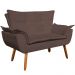 Conjunto 2 Poltronas e 1 Namoradeira Pés Palito Charger Suede Marrom G19 - Gran Belo