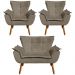 Conjunto 2 Poltronas e 1 Namoradeira Pés Palito Charger Suede Nude G19 - Gran Belo