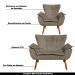 Conjunto 2 Poltronas e 1 Namoradeira Pés Palito Charger Suede Nude G19 - Gran Belo