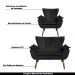 Conjunto 2 Poltronas e 1 Namoradeira Pés Palito Charger Suede Preto G19 - Gran Belo
