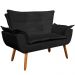 Conjunto 2 Poltronas e 1 Namoradeira Pés Palito Charger Suede Preto G19 - Gran Belo