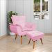 Conjunto 2 Poltronas e 1 Namoradeira Pés Palito Charger Suede Rosa G19 - Gran Belo